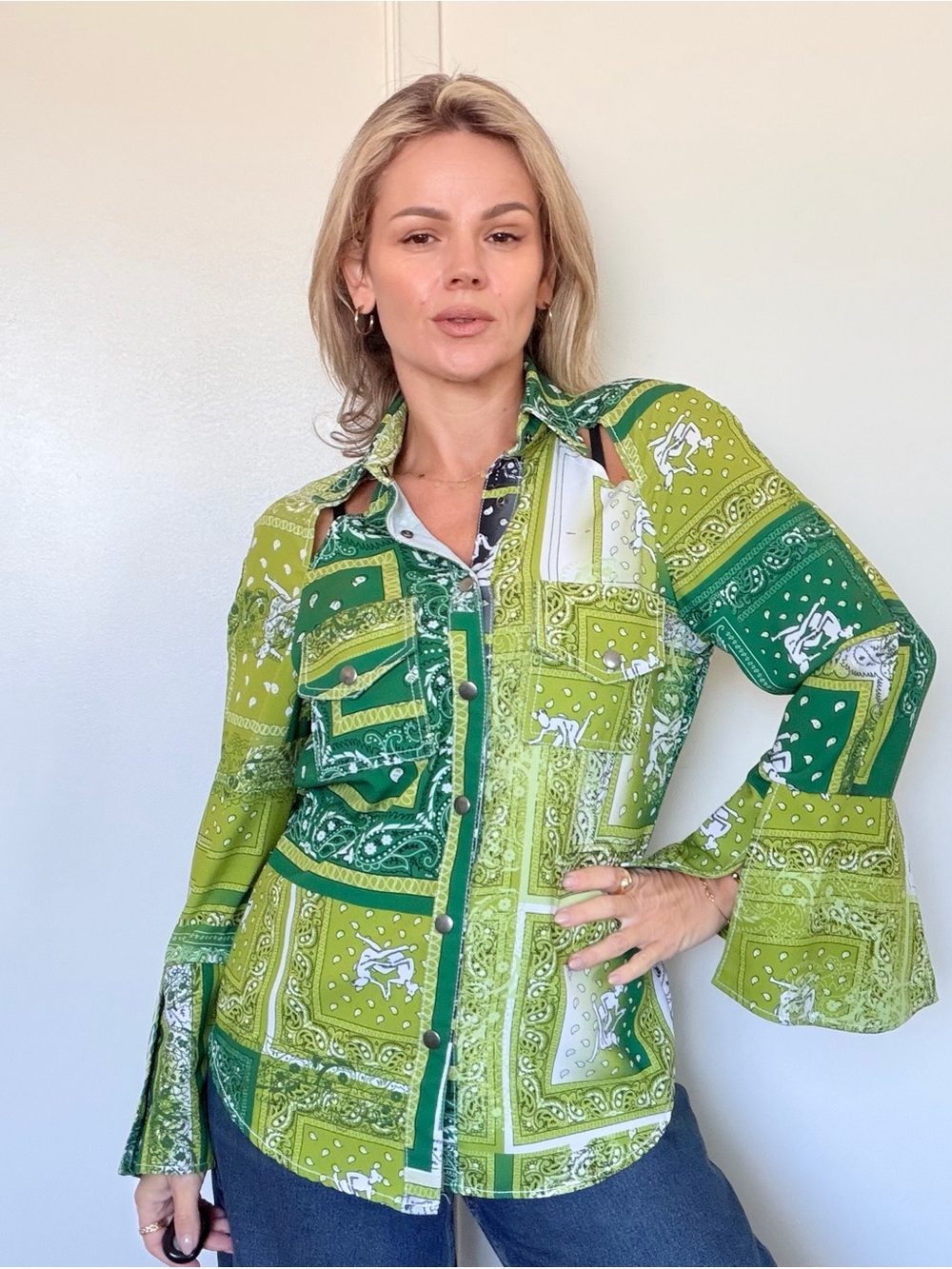THEBE MAGUGU SIsterhood Bandana-Print Crepe Blouse